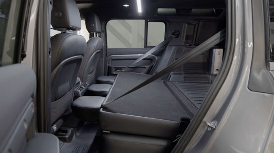 Land Rover Defender 110 Commercial Rear Seat Conversion Kit - 2020 Onwards - Black Cloth - Sprung Seat Base