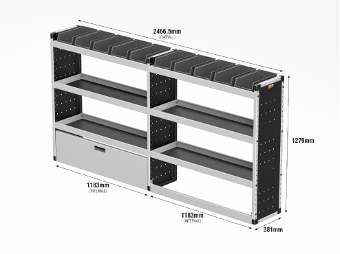 TVR-S-005-OS Volkswagen Crafter Van Racking 2017- L3H2 - Silver Level Drivers Side Only