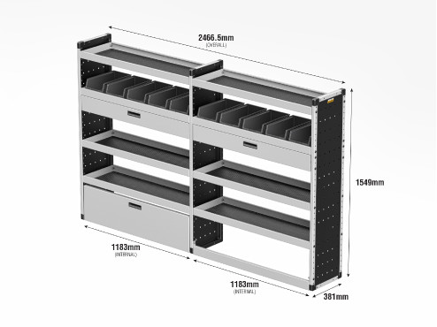 TVR-G-006 Volkswagen Crafter Van Racking 2017- L3H3 - Gold Level Complete Kit