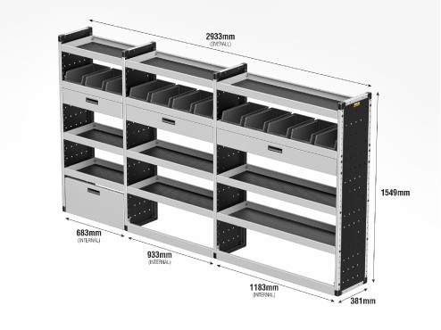 TVR-G-013 Maxus Deliver 9 Van Racking 2020- L3H2/L3H3 - Gold Level Complete Kit