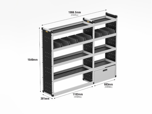 TVR-S-012 MAN TGE Van Racking 2017- L4H3/L4H4 - Silver Level Complete Kit