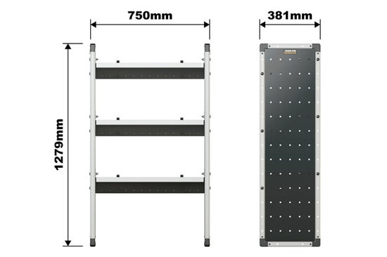 Van Guard Trade Van Racking Single Unit with 3 Shelves - 1250mm (h) x 750mm (w)