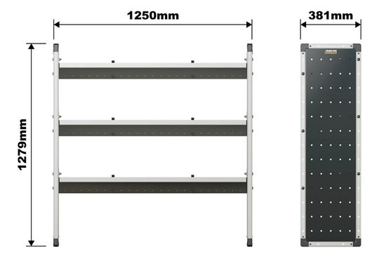Van Guard Trade Van Racking Single Unit with 3 Shelves - 1250mm (h) x 1250mm (w)