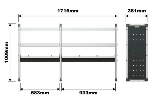 Van Guard Trade Van Racking Double Unit 2 Flat Shelves and 1 Angled - 1000mm (h) x 1750mm (w)
