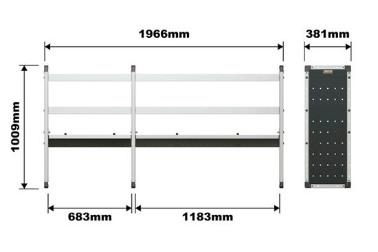 Van Guard Trade Van Racking Double Unit 2 Flat Shelves and 1 Angled - 1000mm (h) x 2000mm (w)