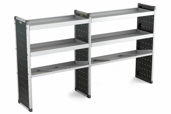 Van Guard Trade Van Racking Double Unit 2 Flat Shelves and 1 Angled - 1250mm (h) x 2250mm (w)