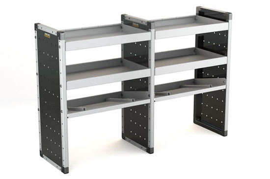 Van Guard Trade Van Racking Double Unit 2 Flat Shelves and 1 Angled - 1000mm (h) x 1500mm (w)