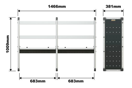 Van Guard Trade Van Racking Double Unit 2 Flat Shelves and 1 Angled - 1000mm (h) x 1500mm (w)
