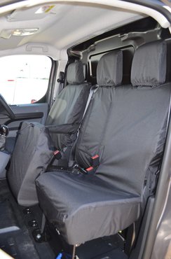 Easy Fit Tailored Van Seat Covers Vauxhall Vivaro 2019 on - Single & Double - With Worktray - Black