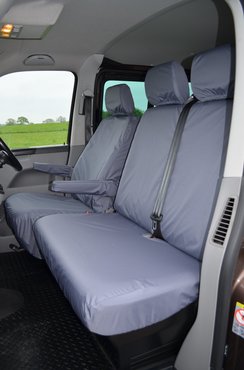 Easy Fit Tailored Van Seat Covers Volkswagen Transporter T6 2015 on - Single & Double - with Armrest - Grey