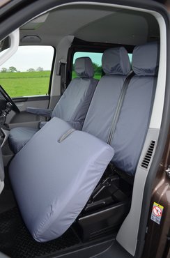 Easy Fit Tailored Van Seat Covers Volkswagen Transporter T6 2015 on - Single & Double - with Armrest - Grey