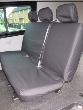 Easy Fit Tailored Van Seat Covers Volkswagen Transporter T6 Kombi 2015 on - Rear - One-Piece Triple Bench - Grey