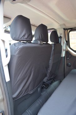 Easy Fit Tailored Van Seat Covers Vauxhall Vivaro Sportive 2014-2019 Crew Cab - Single & Double - 3 Separate Headrests & Underseat Storage - Black