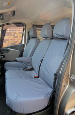 Easy Fit Tailored Van Seat Covers Vauxhall Vivaro Sportive 2014-2019 Crew Cab - Single & Double - 3 Separate Headrests & Underseat Storage - Grey