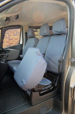 Easy Fit Tailored Van Seat Covers Vauxhall Vivaro Sportive 2014-2019 Crew Cab - Single & Double - 3 Separate Headrests & Underseat Storage - Grey