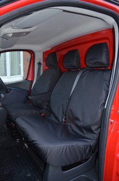 Easy Fit Tailored Van Seat Covers Vauxhall Vivaro 2014-2019 - Single & Double - Fixed Double Passenger No Underseat Storage - Black