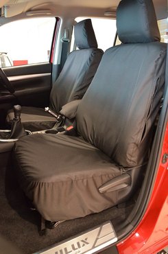 Easy Fit Tailored Van Seat Covers Toyota Hilux Active & Extra Cab 2016 on - Single & Single - Separate Headrests - Black