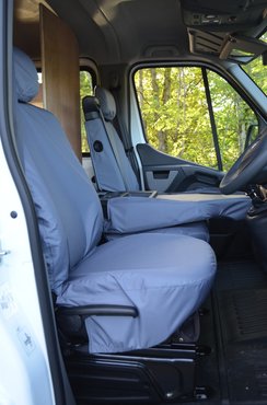 Easy Fit Tailored Van Seat Covers Renault Master 2010 on - Single & Double Folding Middle Seat - 1 Piece Bench - Grey