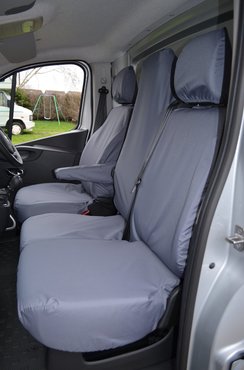 Easy Fit Tailored Van Seat Covers Renault Trafic 2014 on - Single & Double - Folding Middle Seat & Underseat Storage - Grey