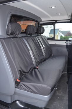 Easy Fit Tailored Van Seat Covers Renault Trafic Sport and Business+ Crew Van 2014 on - Rear 3 Seater - Black