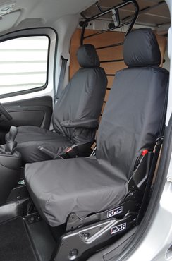 Easy Fit Tailored Van Seat Covers Fiat Fiorino 2008 on - Single & Single Non Folding - Black