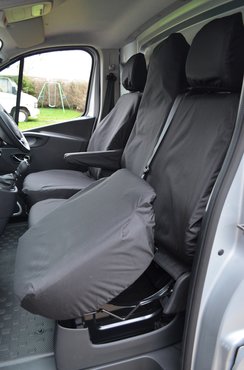 Easy Fit Tailored Van Seat Covers Nissan NV300 2016-2022 - Single & Double - Folding Middle Seat & Underseat Storage - Black