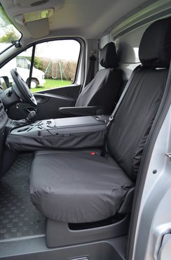 Easy Fit Tailored Van Seat Covers Nissan NV300 2016-2022 - Single & Double - Folding Middle Seat & Underseat Storage - Black