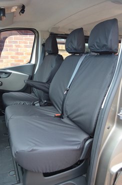 Easy Fit Tailored Van Seat Covers Nissan NV300 2016-2022 Crew Cab - Single & Double - 3 Separate Headrests & Underseat Storage - Black