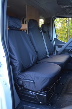 Easy Fit Tailored Van Seat Covers Nissan NV400 2011 on - Single & Double - Folding Middle Seat - 1 Piece Bench - Black
