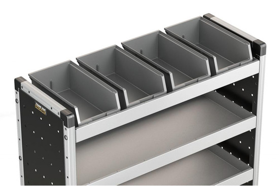 4 X Plastic Bins & 1 X Rubber Mat FITS VAN GUARD 1000MM TRADE VAN RACKING -