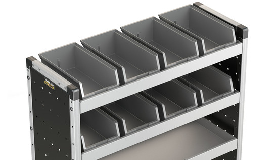 8 X Plastic Bins & 2 X Rubber Mat FITS VAN GUARD 1000MM TRADE VAN RACKING -