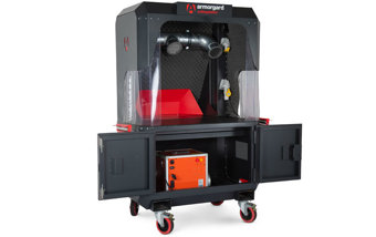 MOBILE WORK STATION FOR MATERIAL CUTTING WITH DUST EXTRACTION BY ARMORGARD