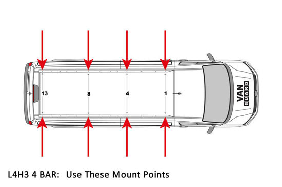 4 Van Guard Ulti Bar+ Van Roof Bars MAN TGE 2017 On - VG336-4