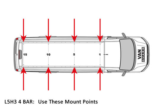 4 Van Guard Ulti Bar+ Van Roof Bars MAN TGE 2017 On - VG336-4