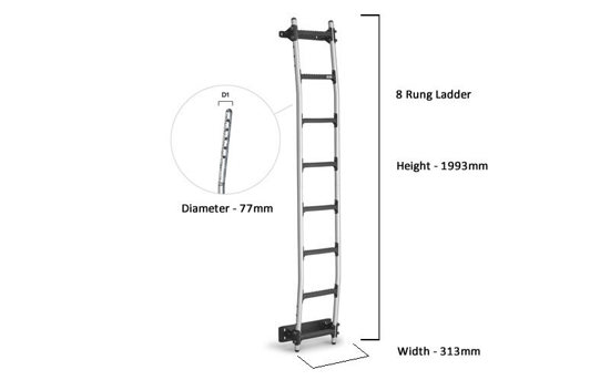 8 Step Rhino Aluminium Ladder Mercedes Sprinter 2006-2018 - All H2 Roof Height Models - Twin Door