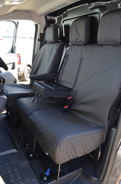 Easy Fit Tailored Van Seat Covers Fiat e-Scudo 2022 on Enterprise Model - Electric - Single & Double with Worktray - Black