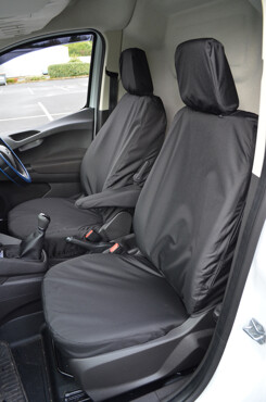 Easy Fit Tailored Van Seat Covers Ford Transit Courier 2014 on - Single & Single Non Folding Passenger - Black