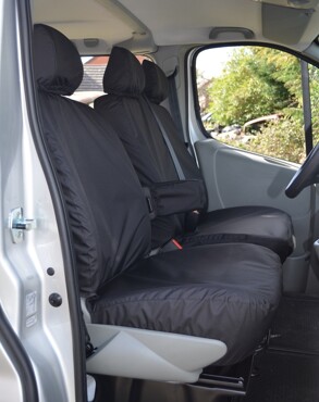 Easy Fit Tailored Van Seat Covers Nissan Primastar 2006-2014 - Single & Double with Driver's Armrest - Black
