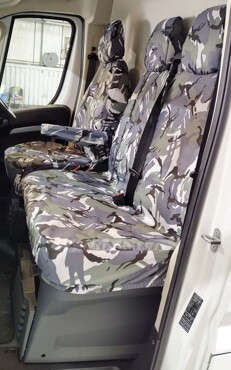 Easy Fit Tailored Van Seat Covers Peugeot Boxer Van 2022 on - Single & Double - Grey Camo