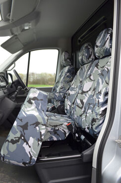 Easy Fit Tailored Van Seat Covers Volkswagen Crafter 2017 on - Single & Double - Non Folding - Grey Camo