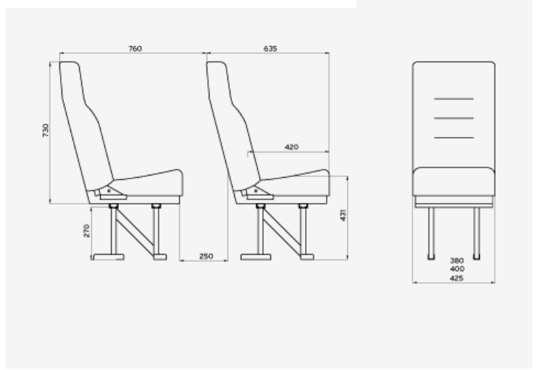 High Back Single Van Seat Kit 425mm Wide-Integral Headrest - Fixed Base Fitting Kit