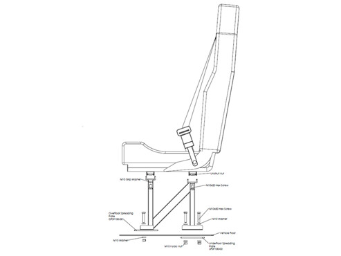 Low Back Single Van Seat Kit 425mm Wide-Fixed Headrest - Fixed Base Fitting Kit